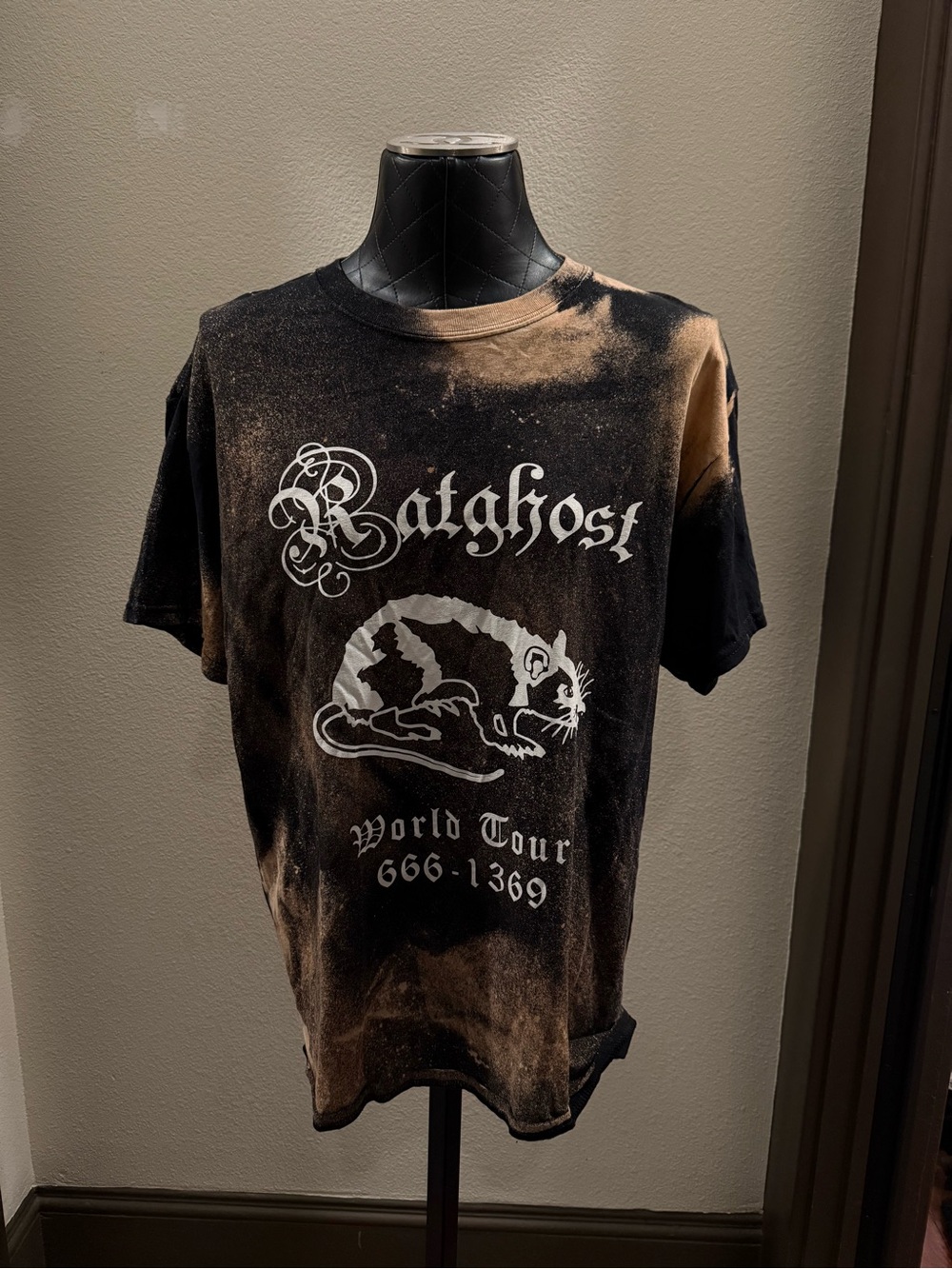 Gildan Black and Brown Bleached Ratghost World Tour Tee